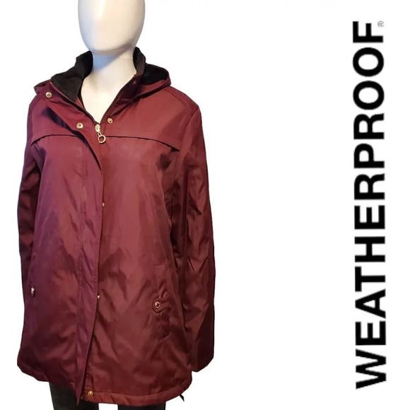 Weatherproof | Women's Hooded Anorak Trench in Bordeaux with Gold Hardware | NWT - Picture 2 of 10
